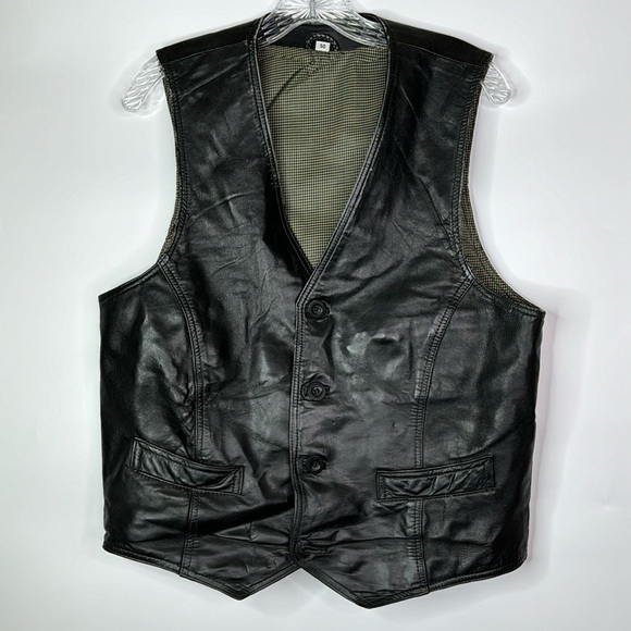 Vintage Rover & Lakes Germany Leather Motorcycle Vest Size 50 42" Chest - Picture 1 of 11